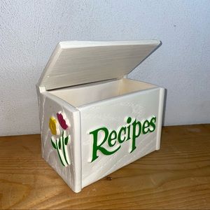 Vintage 1985 FTD floral resin recipe card box holder